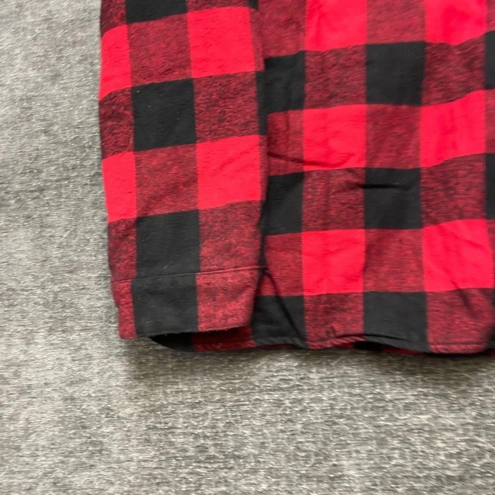 Levi's Shirt Jacket Mens S Red Black Flannel Plaid Sherpa Lined Shacket Hooded